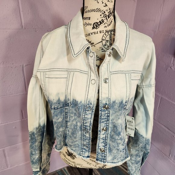 NWT INC Oversized Denim Cropped Jacket - Picture 2 of 12